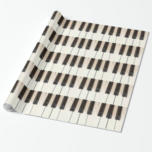 Papel de regalo de teclas blancas y negras de pian