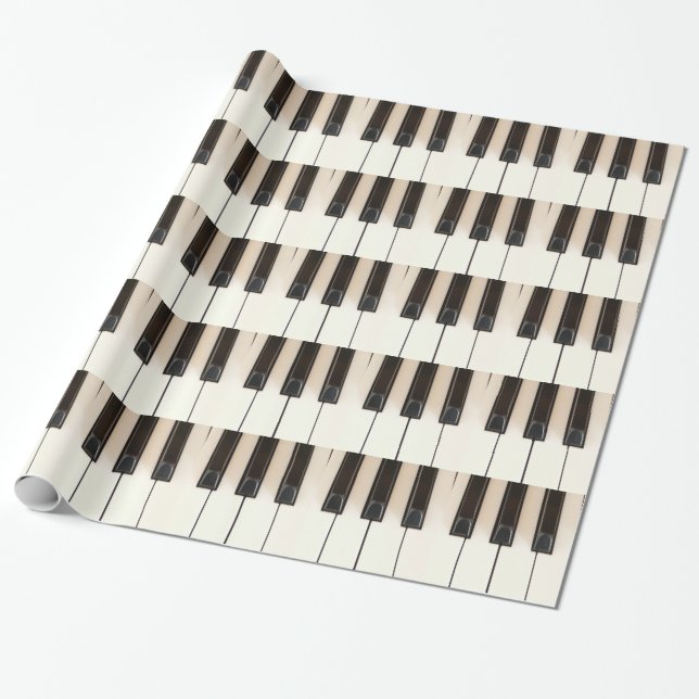 Papel de regalo de teclas blancas y negras de pian (Desenrollado)