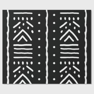 Papel de regalo de tela africana negra de barro -