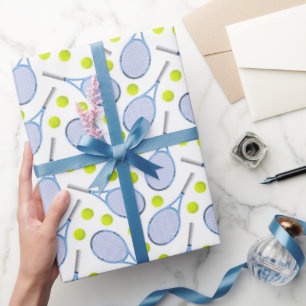 Papel de regalo de tenis, raqueta y pelota