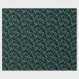 Papel de regalo de tentáculos de pulpo Kraken azul