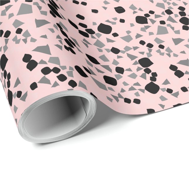 Papel de regalo de terrazzo rosa simple moderno (Esquina del rollo)