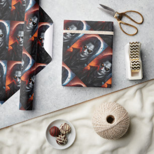 Papel de regalo de terror gótico de vampiros Hallo