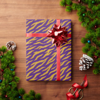 Papel de Regalo de Tigre Dorado Púrpura