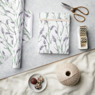 Papel de regalo de tinta y acuarela de lavanda