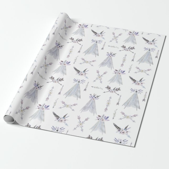 Papel de regalo de tipi tribal boho (Desenrollado)