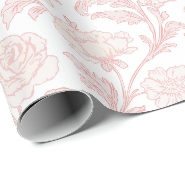 Papel de regalo de toile floral rosa (Esquina del rollo)