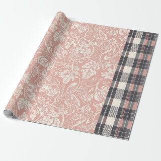 Papel de regalo de toile y cuadros rosa polvorient