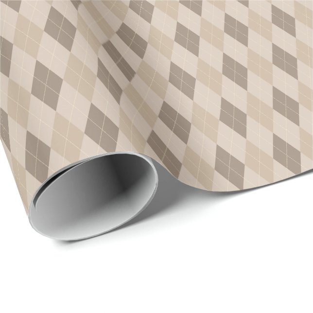 Papel de regalo de tonos beige a cuadros (Esquina del rollo)