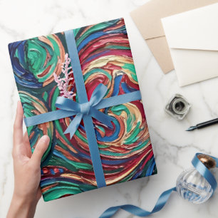 Papel de regalo de tonos joya con fase lunar abstr