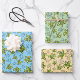 Papel de regalo de tortuga marina, envoltorio de r