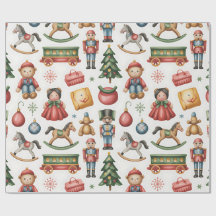 Papel de regalo de Toyland y trenes de Navidad par