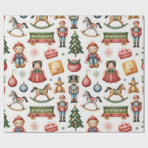 Papel de regalo de Toyland y trenes de Navidad par