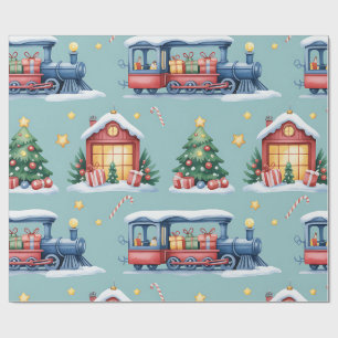 Papel de regalo de Toyland y trenes de Navidad par