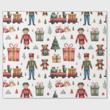 Papel de regalo de Toyland y trenes de Navidad par