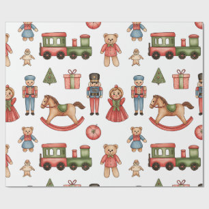 Papel de regalo de Toyland y trenes de Navidad par