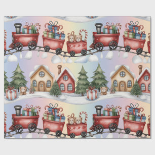 Papel de regalo de Toyland y trenes de Navidad par