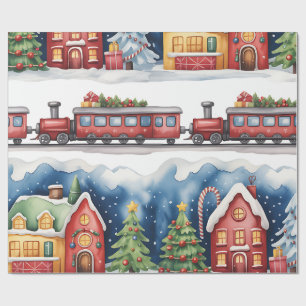 Papel de regalo de Toyland y trenes de Navidad par