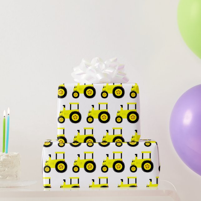 Papel de regalo de tractor amarillo (Regalos de fiesta)