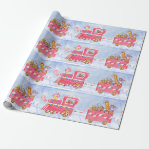Papel de regalo de tren de Navidad