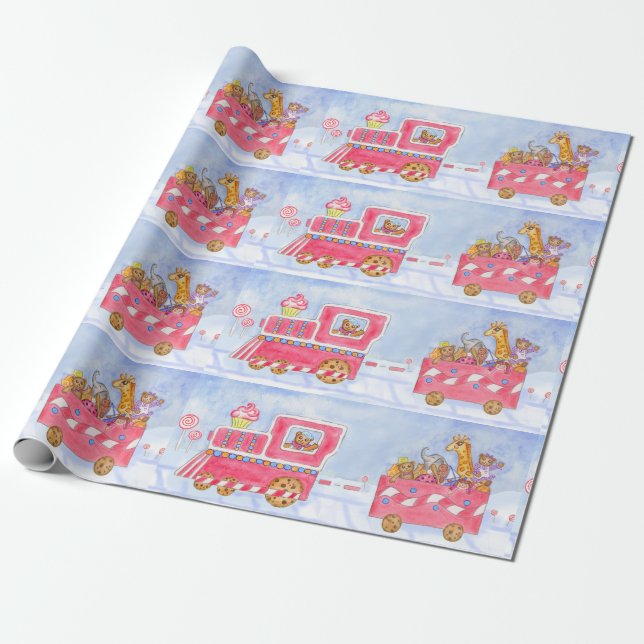 Papel de regalo de tren de Navidad  (Desenrollado)
