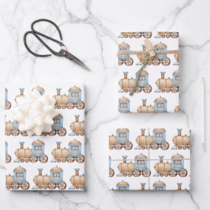 Papel de regalo de tren, papel de regalo de locomo