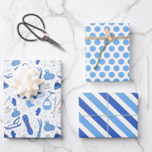 Papel de regalo de trineo de esquí de invierno Set