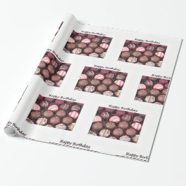 Papel de regalo de trufas de chocolate de cumpleañ