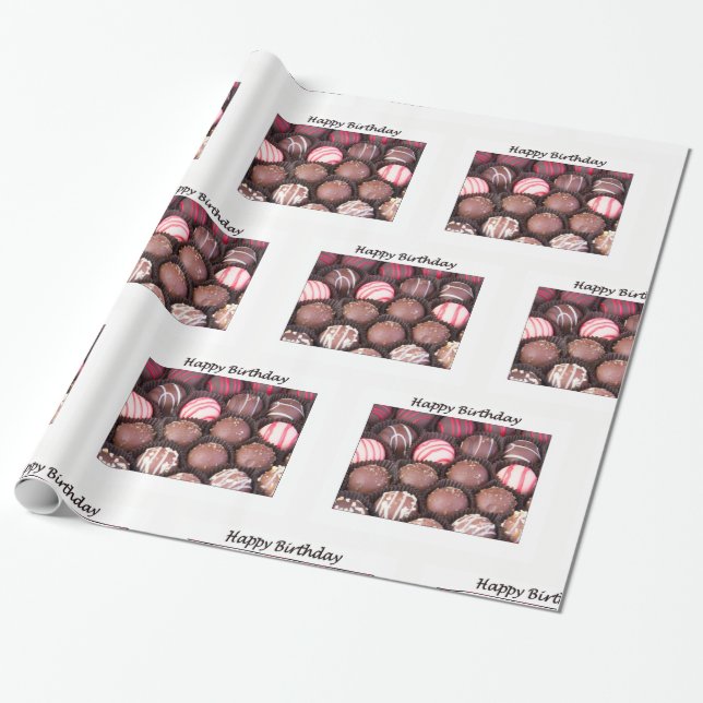 Papel de regalo de trufas de chocolate de cumpleañ (Desenrollado)