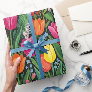 Papel de regalo de tulipán abstracto mariposa Goua