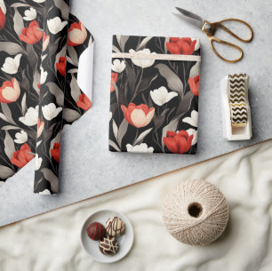 Papel de regalo de tulipán de otoño lindo