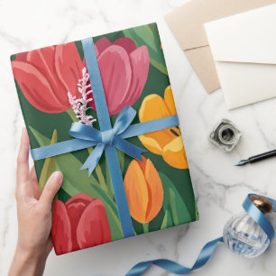 Papel de Regalo de Tulipanes Abstractos con Maripo