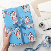 Papel de regalo de unicornio de Navidad