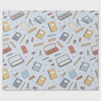 Papel de regalo de útiles escolares retro
