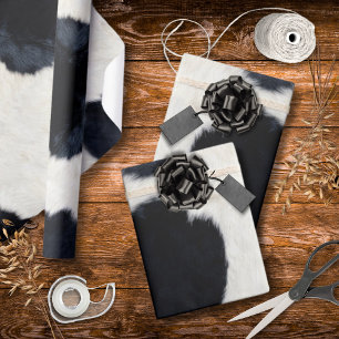 Papel de regalo de vaca de estampado de animal neg