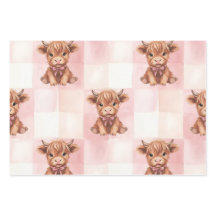 Papel de regalo de vaca de las Highlands a cuadros