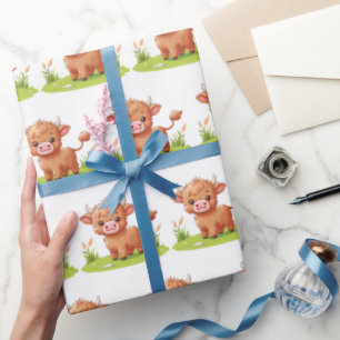 Papel de regalo de vaca de las Highlands, envoltor