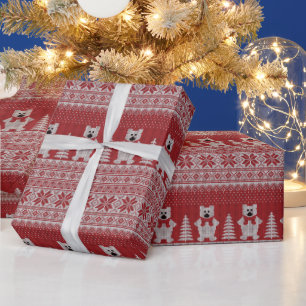 Papel de regalo de vaca de Navidad linda