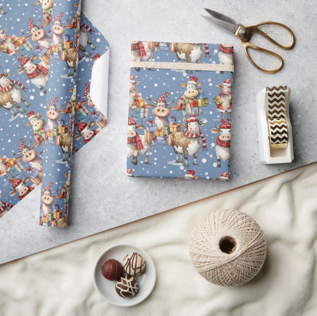Papel de regalo de vaca navideña festiva (Artesanía)