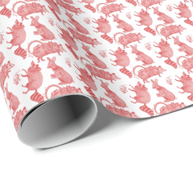 Papel de regalo de vacaciones de animales de patio (Esquina del rollo)