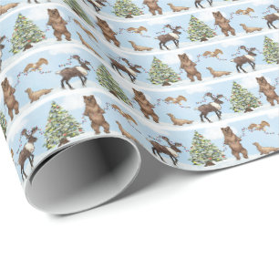 Papel de regalo de vacaciones de fauna y flora de 