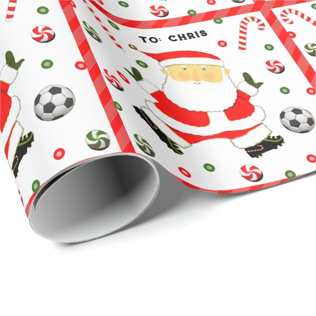 Papel de regalo de vacaciones de fútbol (Esquina del rollo)