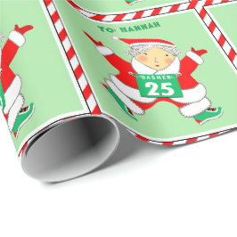 Papel de regalo de vacaciones de la Sra. Claus cor