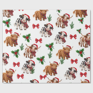 Papel de Regalo de Vacas de Navidad