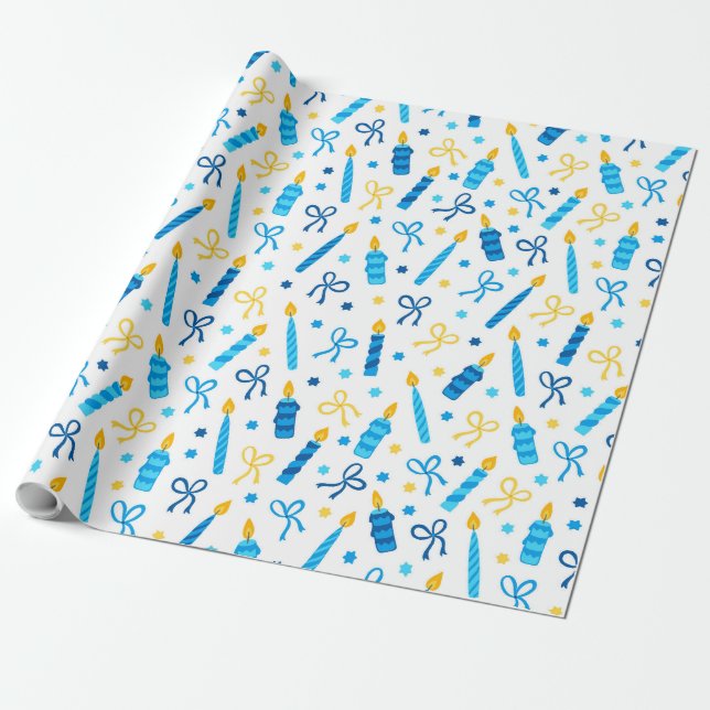 Papel de Regalo de Velas de Hanukkah (Desenrollado)