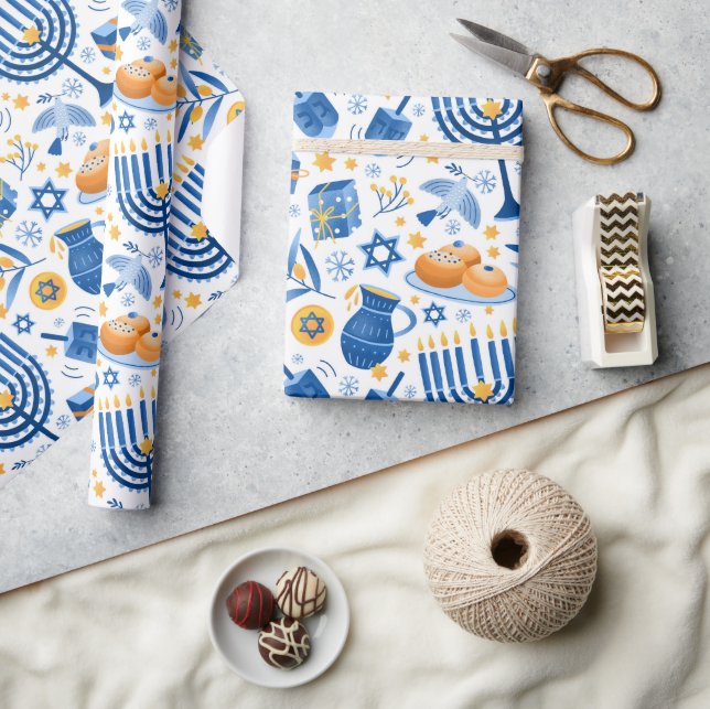 Papel de regalo de velas de Hanukkah (Artesanía)