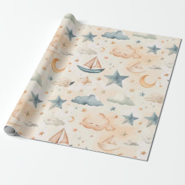 Papel de regalo de veleros y estrellas soñadores
