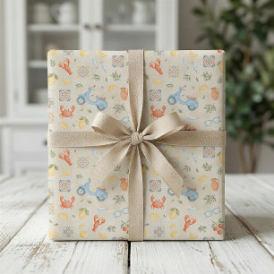 Papel de regalo de verano italiano mediterráneo 