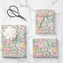 Papel de regalo de viaje, envoltorio de regalo con