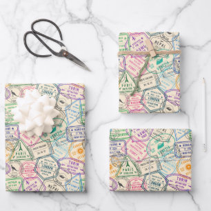 Papel de regalo de viaje, envoltorio de regalo con